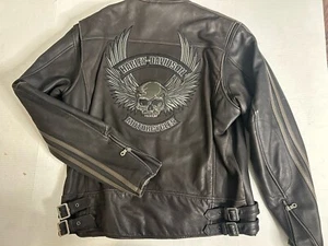 Harley Davidson Brown Leather Jacket Mens XL Motorcycle Biker Embroidered NWT - Picture 1 of 11