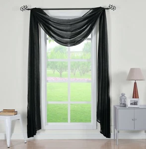 1PC Abri Sheer Window Scarf Decorative Valance Solid 50" Wide x 216" Long - Picture 1 of 14