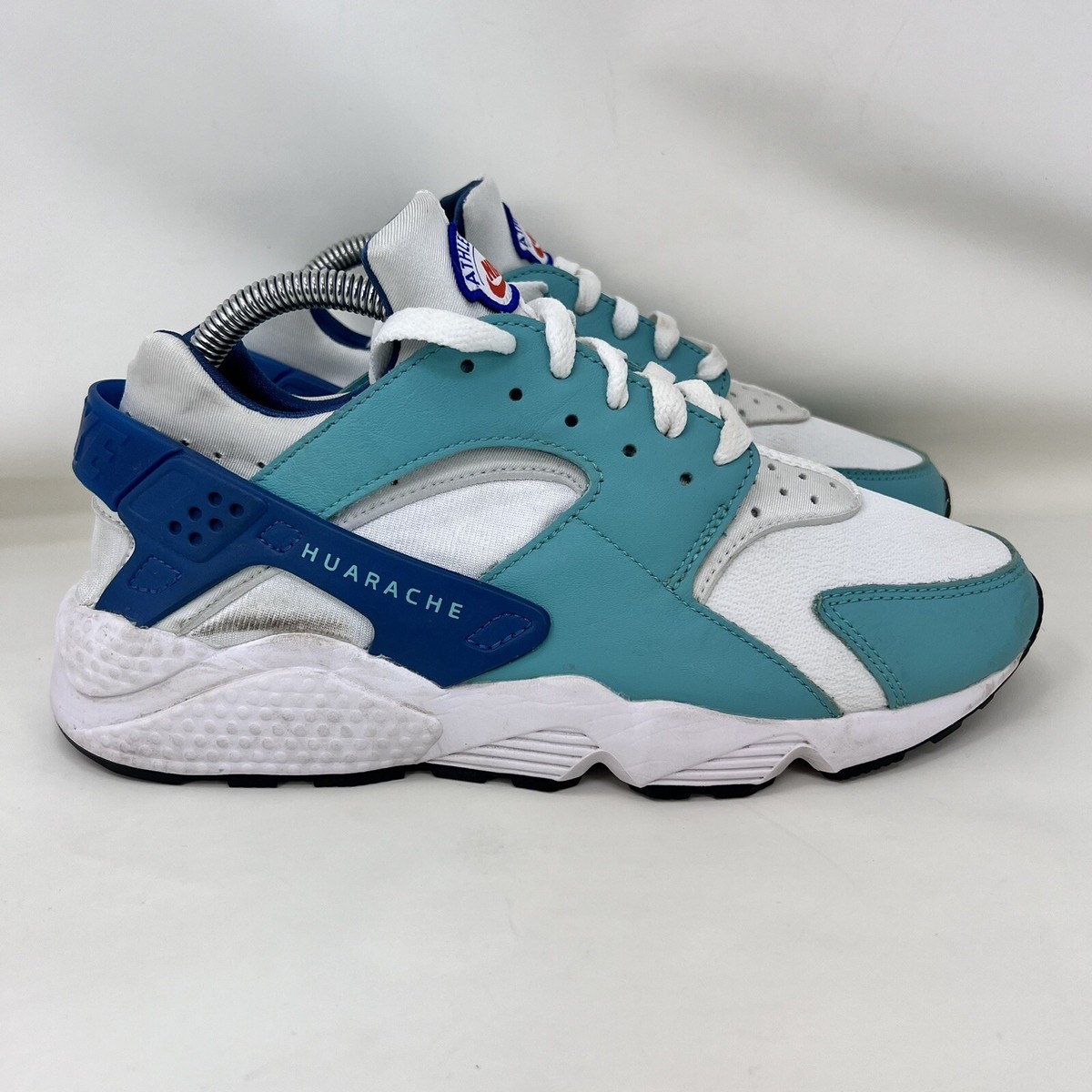 teal and white huaraches