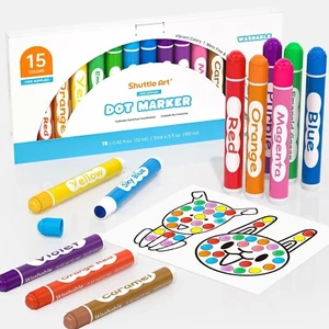 15 Colours Washable Dot Markers for Toddlers Non Toxic Water-Based Bingo Dabber - Picture 1 of 8