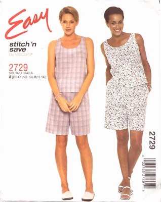 Easy Stitch'n Save 2729~ Misses' Pull-on Shorts~Sleeveless Pullover Top~ Sz 4-14 - Image 1 of 4