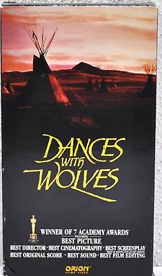 KEVIN COSTNER  "Dances With Wolves"   1990  VHS  Orion Home Video  8768 - Image 1 of 4