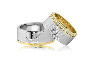 2 wedding rings engagement ring 925/- silver 10mm wide - Picture 1 of 2