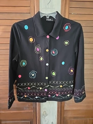 Chaqueta Onque Informals Talla L Negra con Color Bordado Tejido Blazer Artístico Foto 1 de 4
