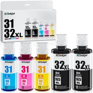 Zestaw 31 butelek z atramentem, 32XL czarna butelka z atramentem kompatybilna z HP Smart Tank 7602 60... - Zdjęcie 1 z 6