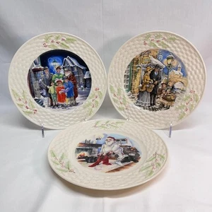 VTG 3 Irish Belleek Plates Enchanted Holiday Christmas Ltd Edition 8"Dia x 3/4"H - Picture 1 of 9