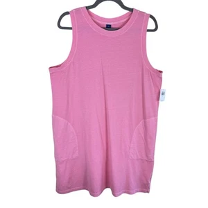 Antiguo Azul Marino Nuevo con Etiquetas 100% Algodón Rosa Pullover Vestido Sin Mangas Hasta la Rodilla Bolsillos XL - Imagen 1 de 6