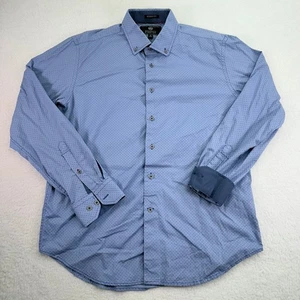 Report Collection Shirt Mens Large Blue Polka Dot Modern Fit Performance Stretch - Picture 1 of 8