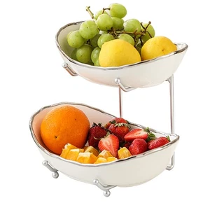 Frutero de cerámica de 2 niveles para mostrador de cocina, cesta de frutas en niveles para conteo... - Imagen 1 de 6