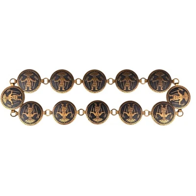 Handcrafted Copper Black Warrior Pattern Link Belt Unique Design - Image 1 of 4