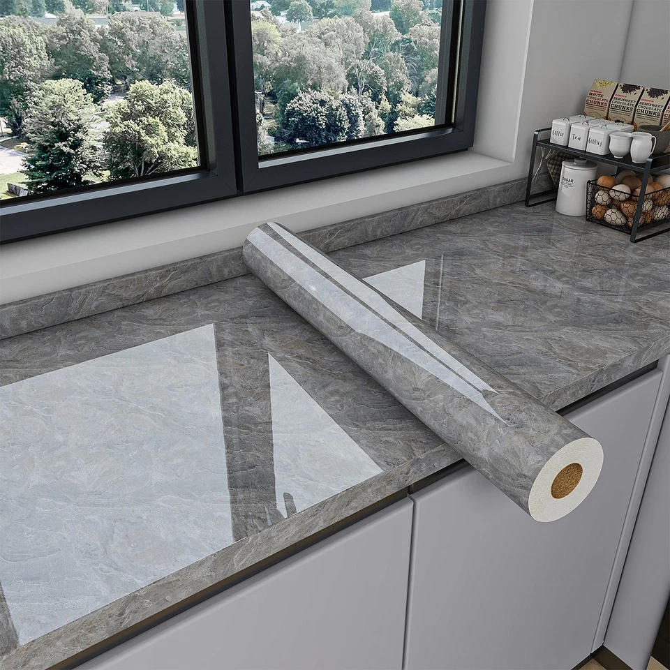 2 Rolls Marble Contact Paper for Countertops Kitchen Counter Top Peel and stick - Image 1 of 4