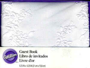 NUEVO Wilton ELEGANTE Moderno Encaje Libro de Invitadas BLANCO BODA 60 DOBLE CARA PÁGINA #543 - Imagen 1 de 4