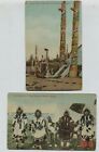 2 1910 era Totem Poles & 4 Eskimo Women Prince of Wales Island Alaska Postcards