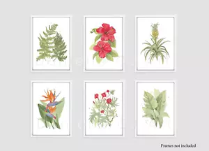 Set of Six Watercolour Tropical Flora Prints - Botanical Artwork - Picture 1 of 7