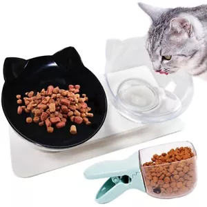 More details for cat bowls tilted platform single/double cat bowl with stand raised feeding bowl