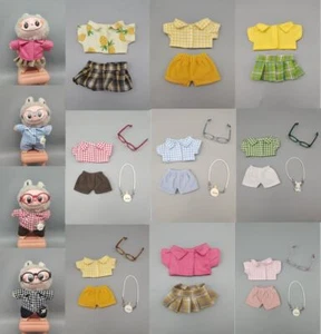 Vestiti per bambola 17 cm per vestito Labubu camicia fatta a mano gonna plissettata borsa occhiali 7" - Foto 1 di 53