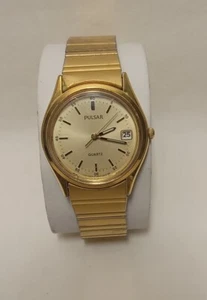Pulsar Gold Tone Flex Band Date Woman's Watch V782-0040 - Picture 1 of 4