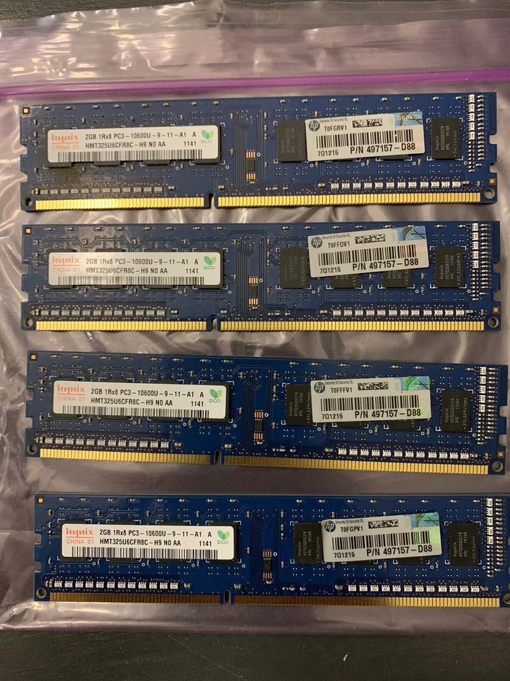 (8GB) Hynix 4 x 2GB 1600MHz Server ECC REG Memory 1Rx8 PC3-12800R DDR3 RAM - Image 1 of 1