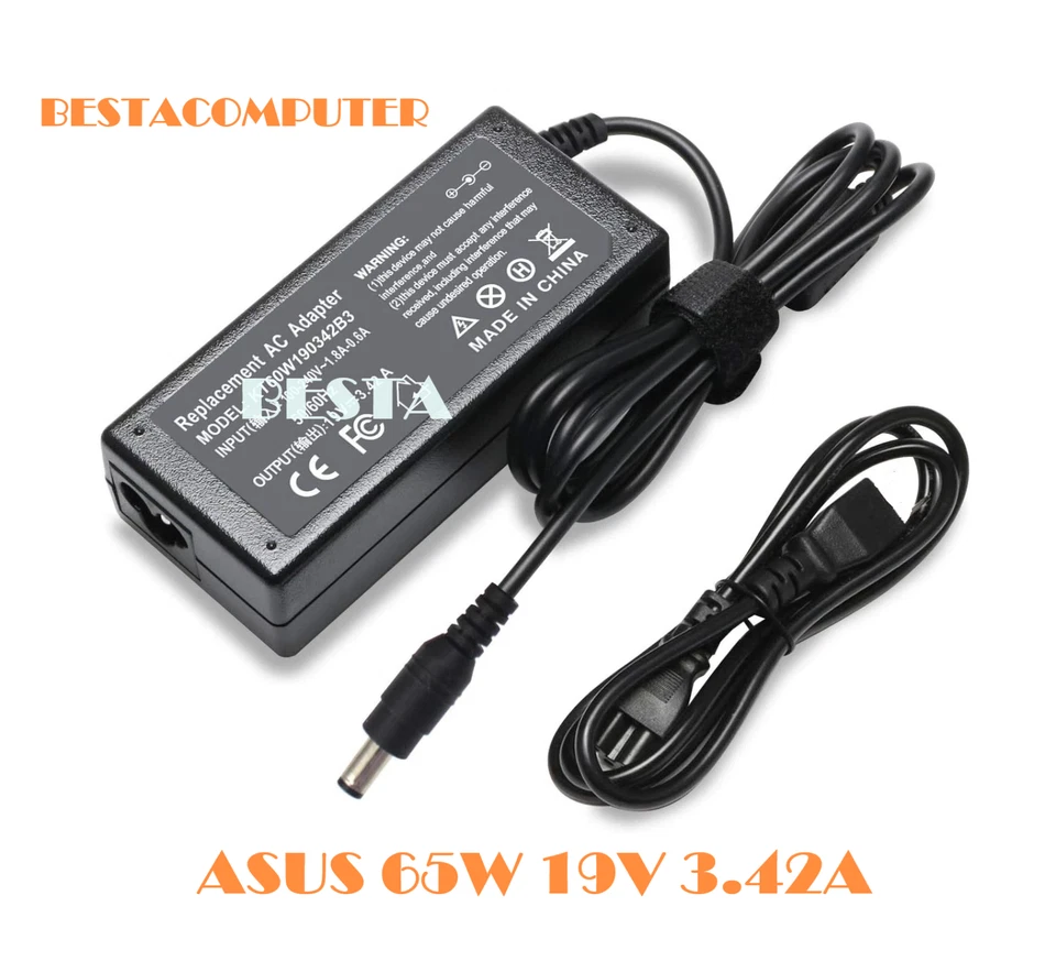 19V 3.42A 65W ADAPTER FOR ASUS LAPTOP CHARGER POWER SUPPLY + Power Cord 4.0*1.35 - image 1 of 3