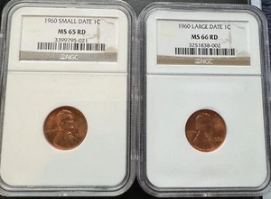 1960 1C Proof Lincoln Cent (Small and Large Date) NGC PF 66/67 RD - Picture 1 of 2