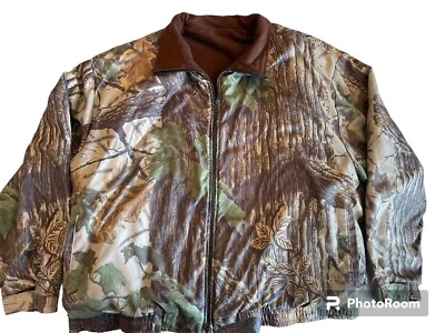 Vintage REALTREE Jacket Men XXXL Brown Green Camo Hunting Flannel Line USA As Is - Image 1 of 4