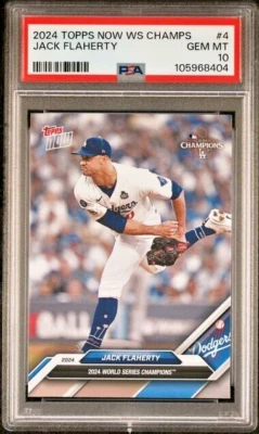 PSA 10 Jack Flaherty 2024 Topps Now World Series Champs Los Angeles Dodgers WS-4 - Image 1 of 3
