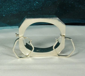 TAXCO Mexico STERLING Octagon Bracelet RAFAEL ORTEGA + Hex Earrings FAB 73.6g - Picture 1 of 12