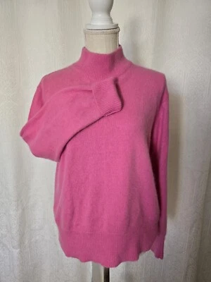 Suéter Cristal Kobe Angora Cabello de Conejo Mezcla de Nailon Rayas Cuello Simulado Rosa Talla L Foto 1 de 4