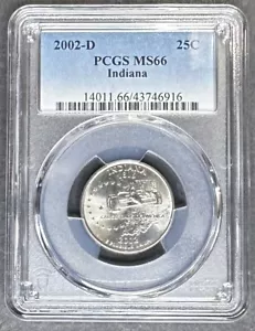 2002-D Indiana Quarter PCGS MS-66, Buy 3 Items, Get $5 Off!! - Picture 1 of 2