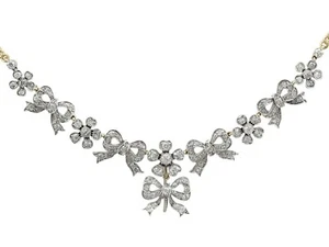 4.92ct Diamond & 9ct Yellow Gold Silver Set Collarette Antique Circa 1890 - Picture 1 of 11