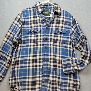 Eddie Bauer Flannel Shirt Mens Medium Blue Heavy Cotton Button Down Lumberjack - Picture 1 of 10