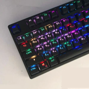 104 Key Russian Korean Backlit Keycap OEM Profile Keycaps for Cherry MX Keyboard - Picture 1 of 14