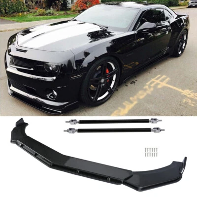 For Chevrolet Camaro SS Carbon Fiber Front Bumper Lip Spoiler 2pcs Strut Rods - Изображение 1 из 4