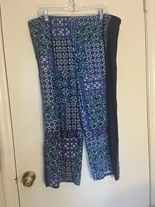 Women’s CUDDL DUDS Blue Paisley Soft Lounge Pants Drawstring Sz 1X - Picture 1 of 4