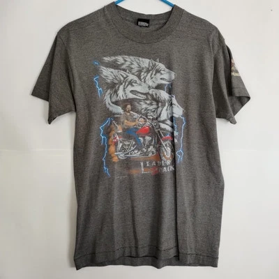 Camiseta Grande De Colección USA Thunder Pack Harley Leader Lightning Motociclista Camiseta Lobo Foto 1 de 4
