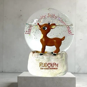 Globo de nieve brillante a batería "RUDOLPH EL RENO NARIZ ROJA" 4,5" de alto - Imagen 1 de 7