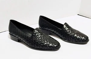 Women's Cabin Creek Leather Loafer Shoes Woven Black Size 7.5 - Picture 1 of 8