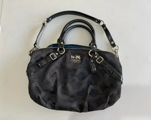 Coach Madison Dotted Op Art Sophia Satchel Bag Black Purse Handbag Black #15935 - Picture 1 of 17