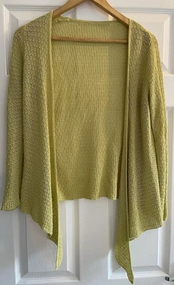 Women's Cardigan M&S Size 10 Lime Colour Long Sleeve Open Front Linen/Viscose - Image 1 of 4