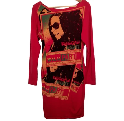 Vintage Reggae Music Dress XL Bodycon Red Rasta Rastafarian Dance Hall READ - Image 1 of 4