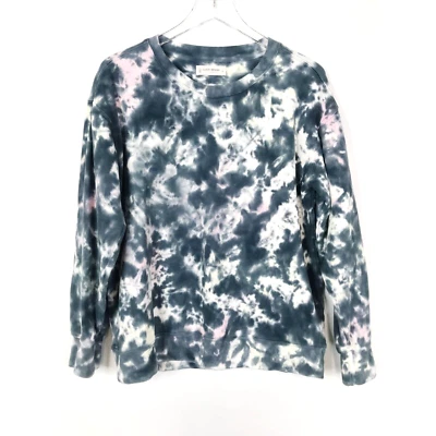 Lucky Brand Sweatshirt Women Medium Navy Blue Pink Tie Dye Crew Neck Preppy Boho - Image 1 of 4