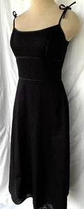 KATHLIN ARGIRO..BLACK..COTTON..SPAGHETTI  STRAP..MID CALF..DRESS..FIT FLARE..6 - Picture 1 of 5