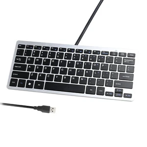 Mini USB Slim Wired 78 Keys Small Super Thin Compact Keyboard for Desktop Laptop - Picture 1 of 28