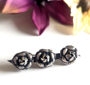 MCM Vintage STERLINGSILBER 3 ROSEN STAB ANSTECKNADEL BROSCHE 2,5" Mexiko Taxco - Bild 1 von 12