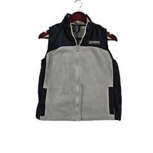 GAP ORIGINAL Kids Boys Fleece Full Zip Vest Hiking School Gray Navy - Size L 10 - Picture 1 of 9