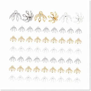 Flower Bead Cap Set - 60pcs 3 Colors Bell Bead Cap Bails with Filigree Prong Spa - Picture 1 of 7
