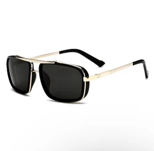 New Men's Square Uv400 Twin-beam Aviator Sunglasses - Picture 1 of 1