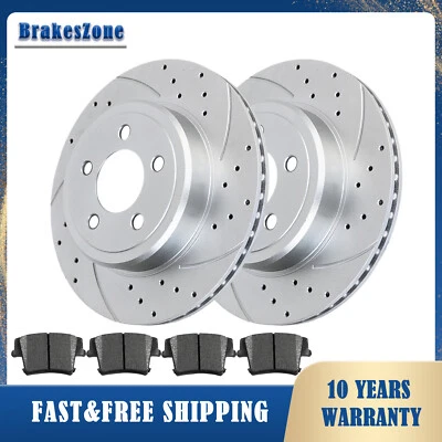 345mm Front Brake Rotors Brake Pads Fit for Dodge Challenger Slotted Drilled - Image 1 of 4