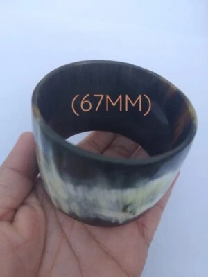 Pulseira de chifre de búfalo natural pulseira de chifre joia boêmia linda preta branca - Imagem 1 de 4