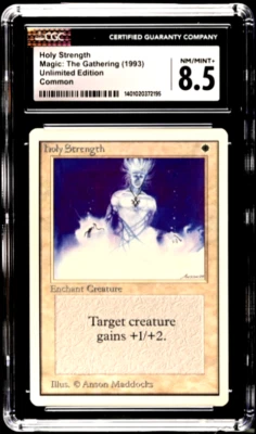 1993 MTG Magic the Gathering Unlimited Holy Strength CGC 8.5 *Only 13 Higher* - Image 1 of 4